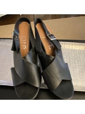 Jore Black soft vegan Leather Crisscross Slingback Sandals
